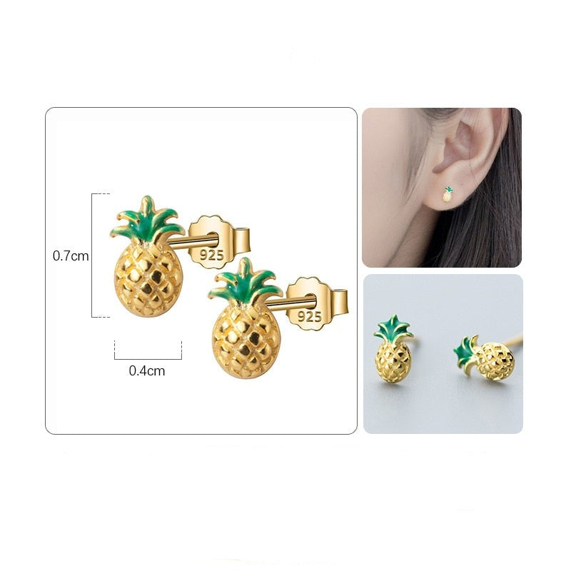 Gold Pineapple Earrings