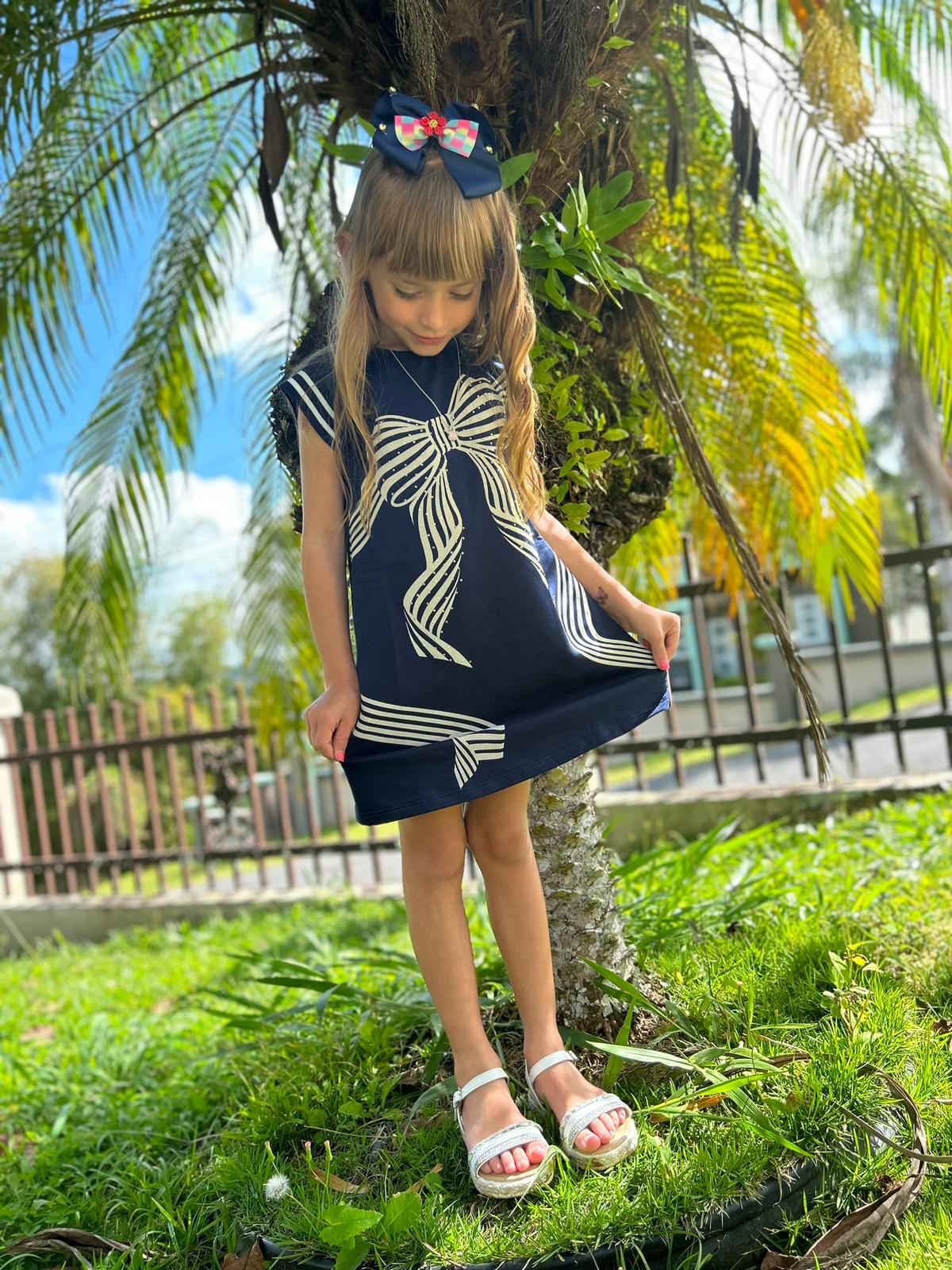 Big Bow Blue Dress